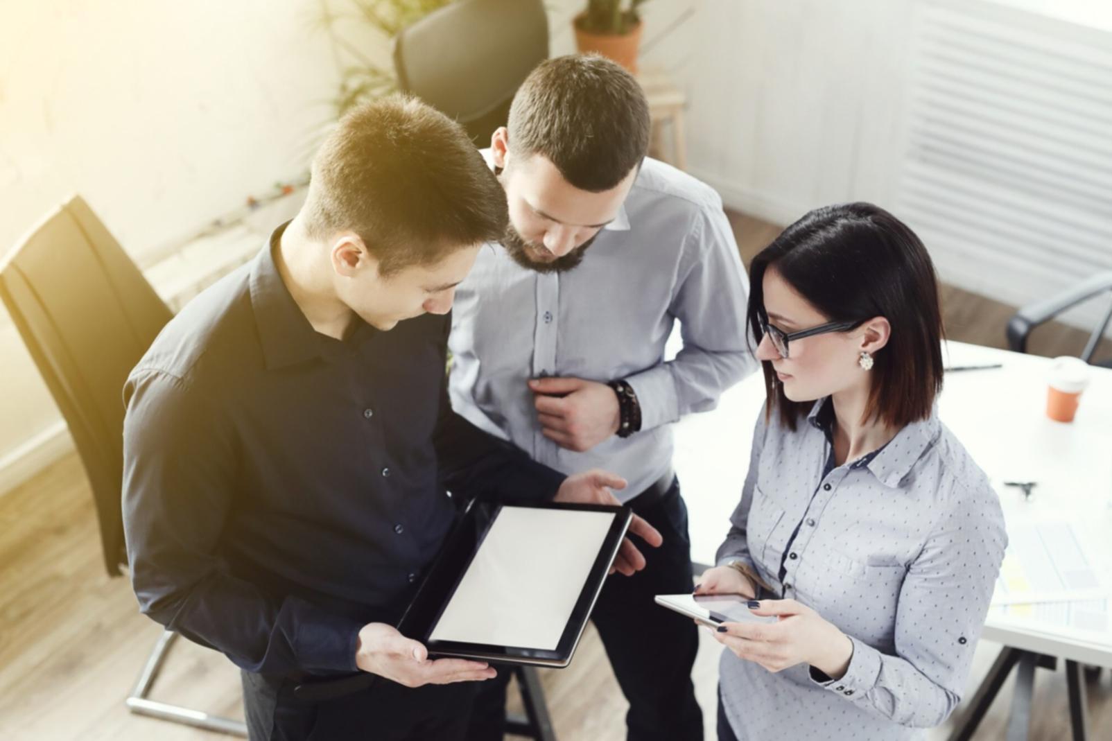 Modern workspace with educational materials and collaborative setup